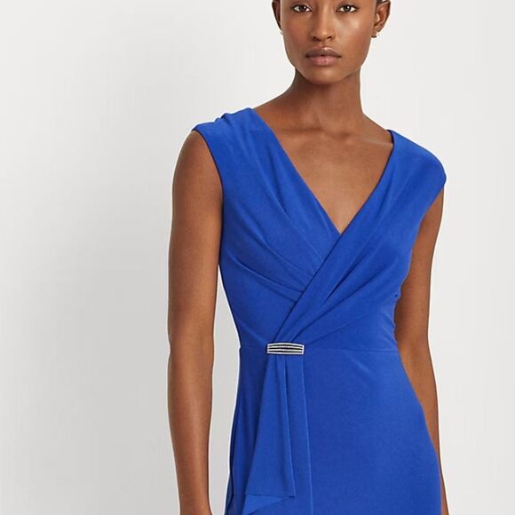 Ralph Lauren Black Label Ruffle Trim Jersey Gown. Size 6. - Picture 2 of 10